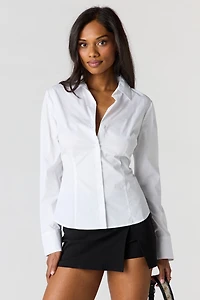 Haut boutonné ajusté à manches longues