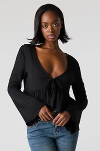 Self-Tie Long Sleeve Top
