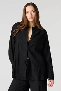 Textured Button-Up Oversized Top