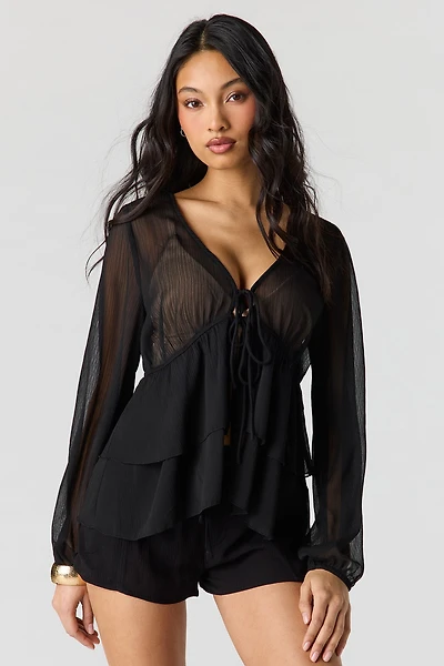 Chiffon Tie Front Blouse
