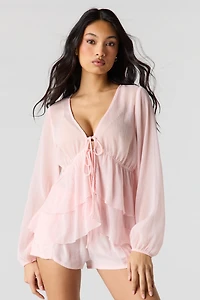 Chiffon Tie Front Blouse