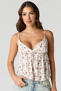 Floral Surplice Babydoll Tank