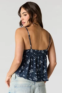 Débardeur de style nuisette fleuri à surplis