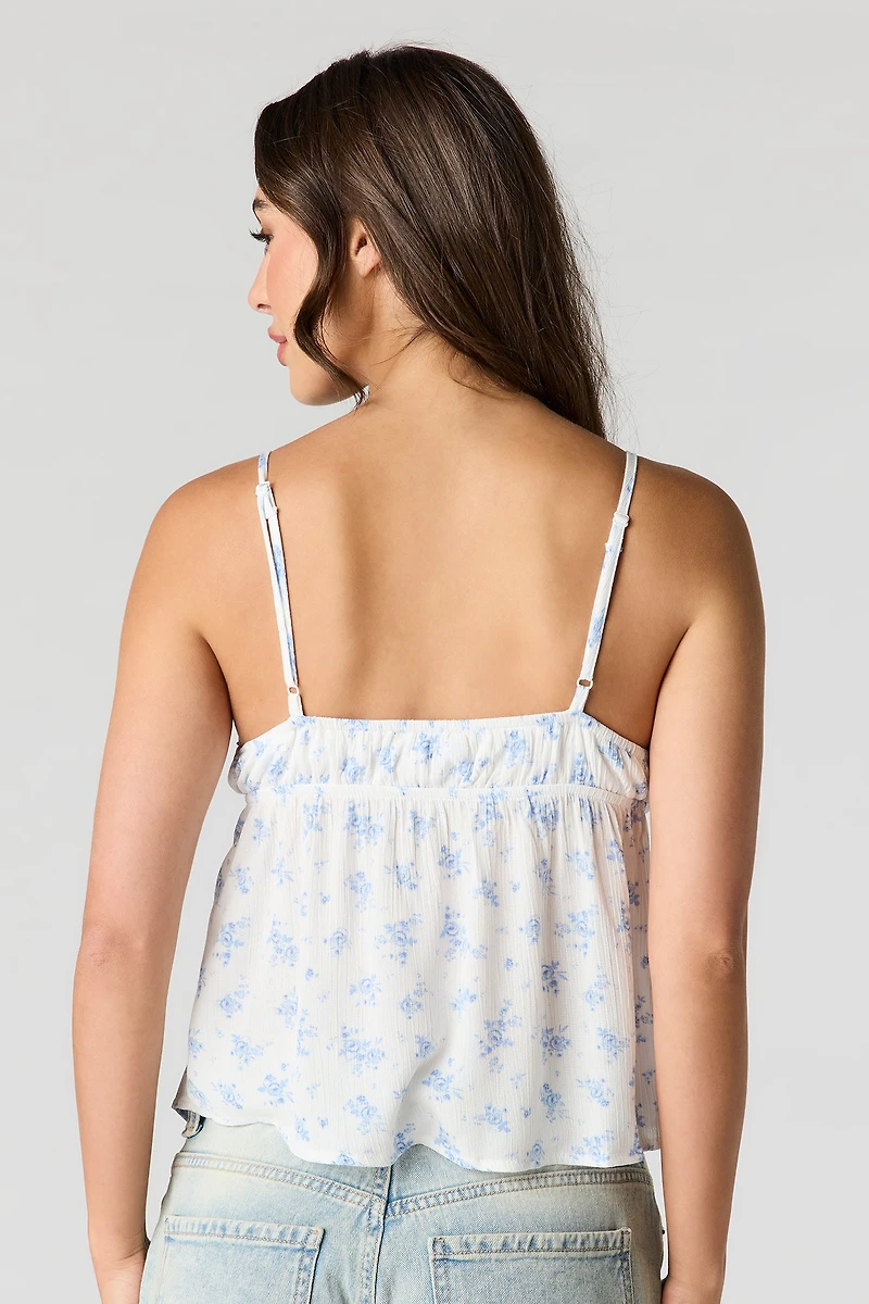 Floral Surplice Babydoll Tank