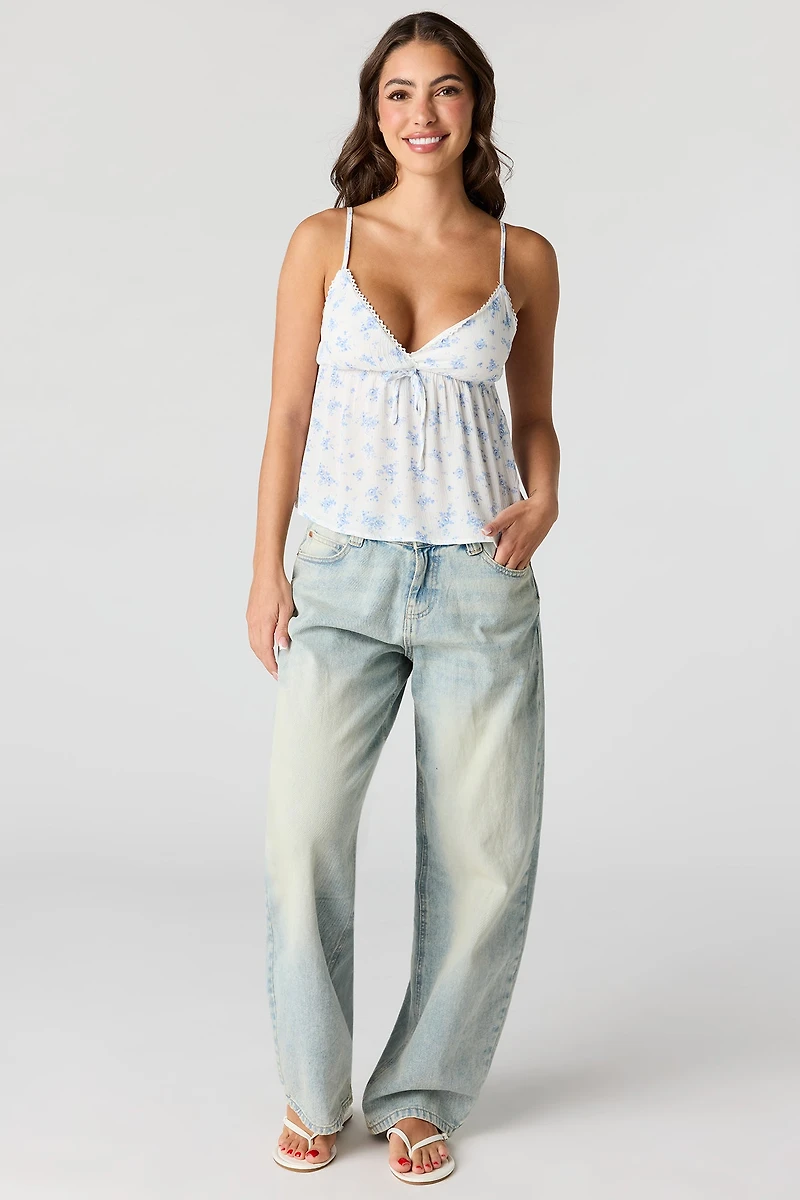 Floral Surplice Babydoll Tank