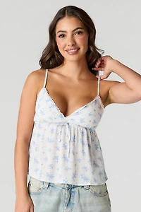 Débardeur de style nuisette fleuri à surplis