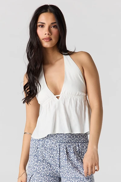 Haut bain-de-soleil en mélange de lin