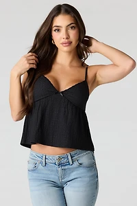 Textured V-Neck Babydoll Tank
