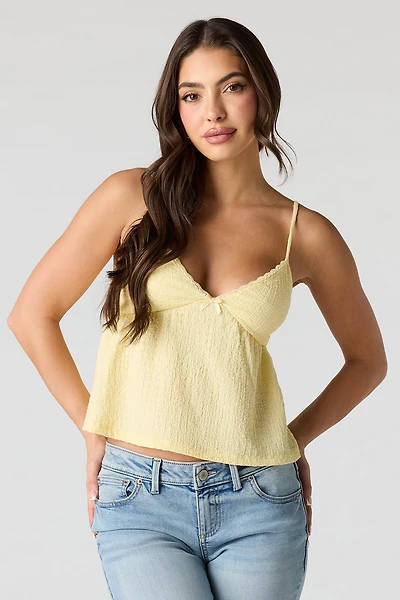 Textured V-Neck Babydoll Tank