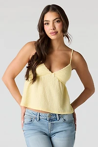Textured V-Neck Babydoll Tank
