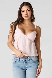 Textured V-Neck Babydoll Tank