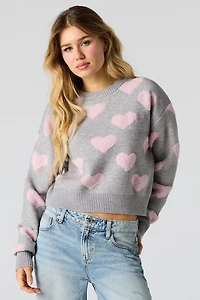 Heart Jacquard Knit Sweater