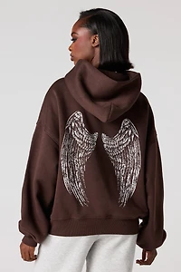 Angel Graphic Boxy Fleece Hoodie