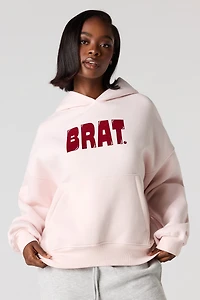 Brat Flock Print Boxy Fleece Hoodie