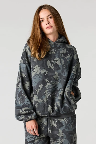 Camo Fleece Boxy Hoodie