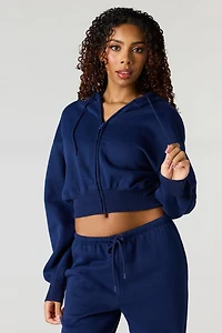 Oversized Cropped Zip-Up Hoodie