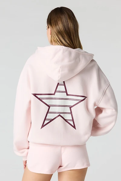 Graphic Fleece Boxy Zip-Up Hoodie