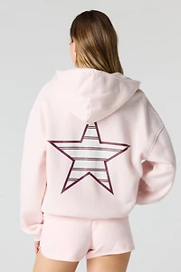 Graphic Fleece Boxy Zip-Up Hoodie