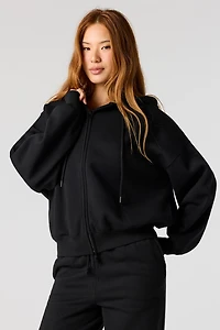 Fleece Boxy Zip-Up Hoodie