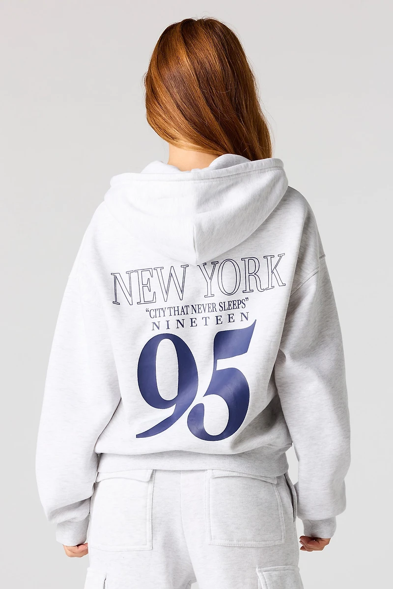 HD Print Boxy Zip-Up Hoodie