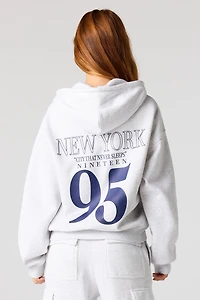 HD Print Boxy Zip-Up Hoodie