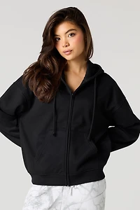 Boxy Fleece Zip-Up Hoodie