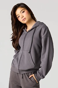 Boxy Fleece Zip-Up Hoodie