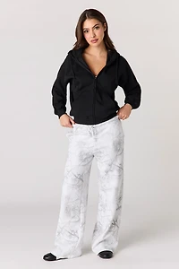 Haut carré à capuchon en molleton avec fermeture glissière