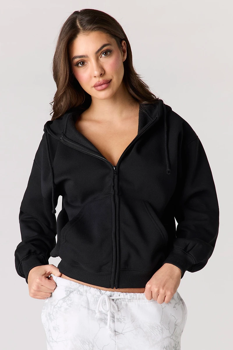 Boxy Fleece Zip-Up Hoodie