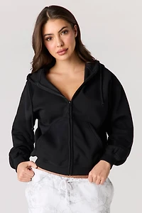 Boxy Fleece Zip-Up Hoodie