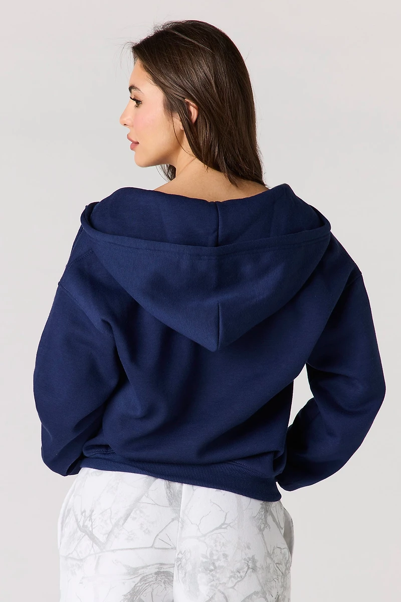 Haut carré à capuchon en molleton avec fermeture glissière