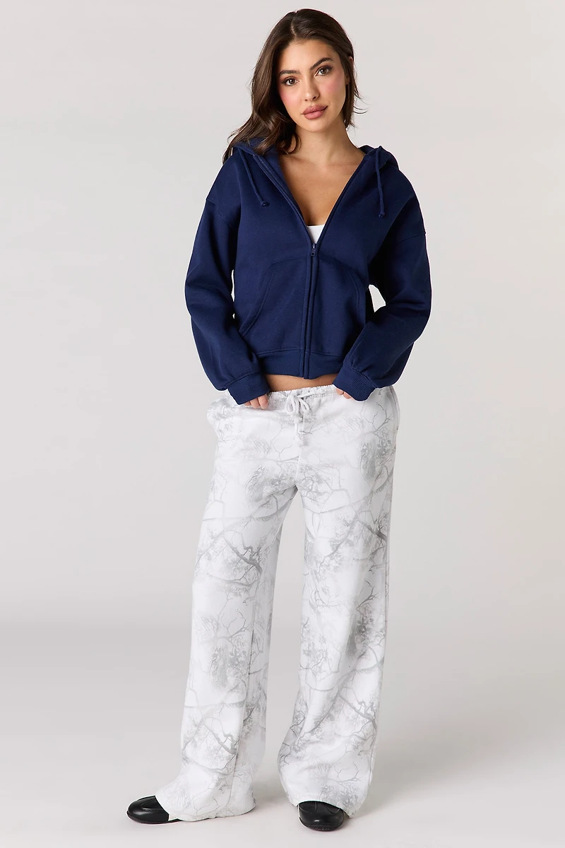 Haut carré à capuchon en molleton avec fermeture glissière