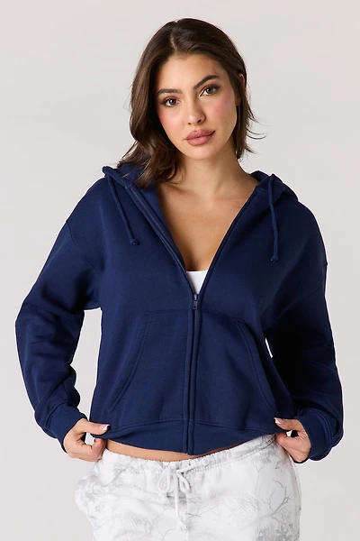 Boxy Fleece Zip-Up Hoodie