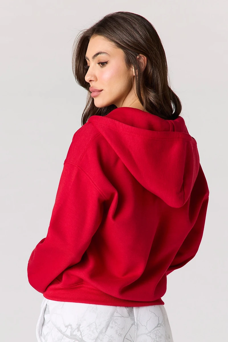 Haut carré à capuchon en molleton avec fermeture glissière