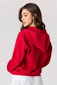 Haut carré à capuchon en molleton avec fermeture glissière