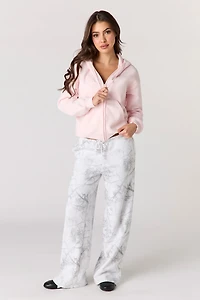 Haut carré à capuchon en molleton avec fermeture glissière