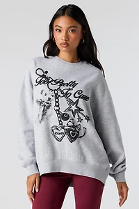 Puff Print Fleece Oversized Sweatshirt