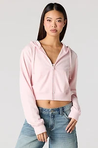Fleece Zip-Up Crop Hoodie