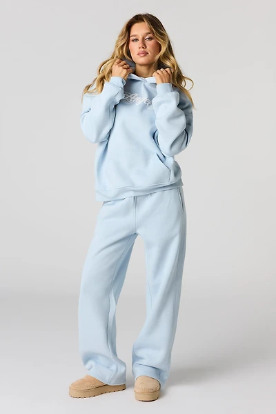 Angel Puff Print Wide Leg Fleece Sweatpant