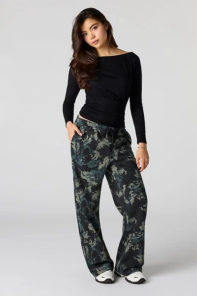 Camo Fleece Low Rise Baggy Sweatpant