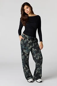 Camo Fleece Low Rise Baggy Sweatpant