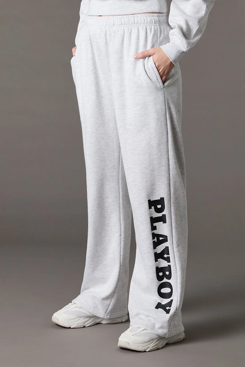 Pantalon en molleton à jambe large et imprimé Playboy