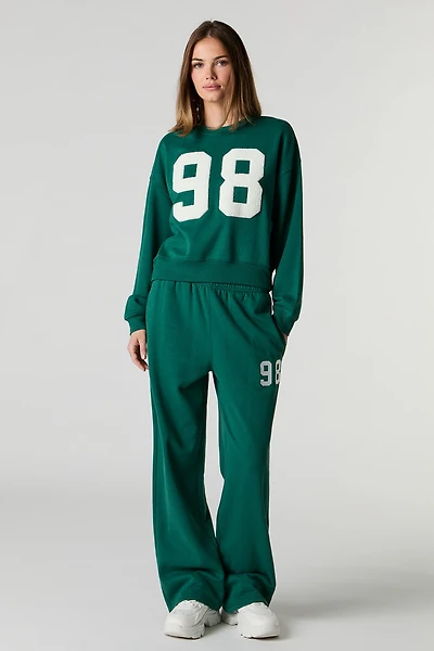 Fleece Varsity Wide Leg Sweatpant