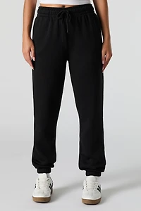 High Rise Solid Fleece Jogger