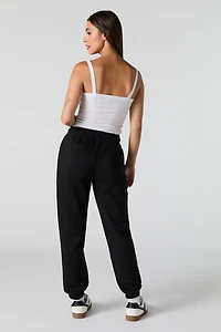 High Rise Solid Fleece Jogger