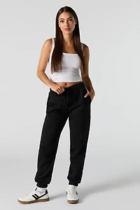High Rise Solid Fleece Jogger