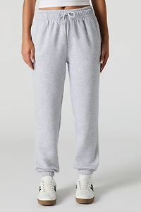 High Rise Solid Fleece Jogger