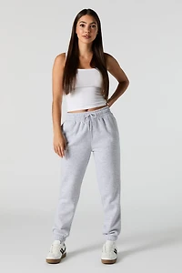 High Rise Solid Fleece Jogger