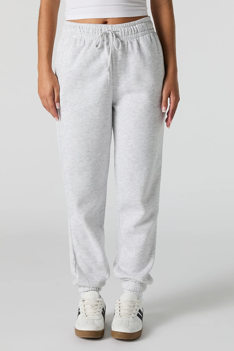 High Rise Solid Fleece Jogger