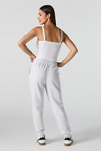 High Rise Solid Fleece Jogger